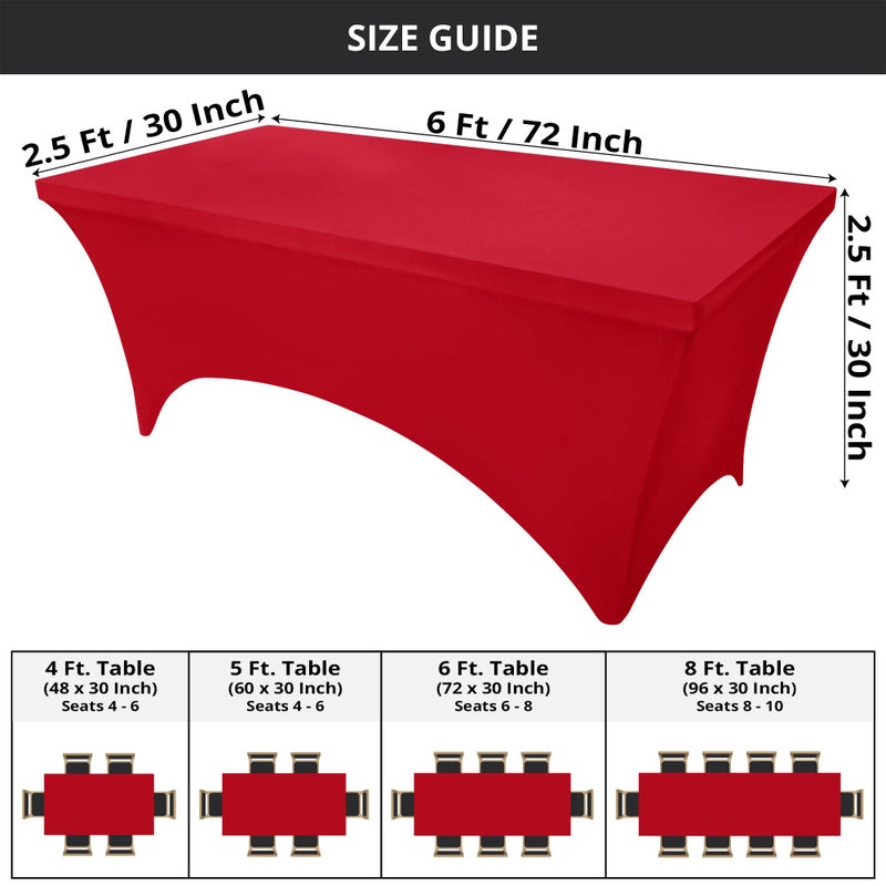 Utopia Kitchen Spandex Tablecloth 2 Pack [6FT, Red] Tight, Fitted, Washable and Wrinkle Resistant Stretch Table Cloth Rectangle Cover for Trade Show, Weddings & Parties [72Lx30Wx30H Inch] - Image 2